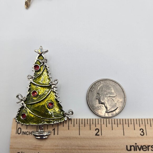 VTG Broch 3PC Set Christmas Poinsettia Tree Mistletoe Holiday Jolly Joy Gift - Picture 9 of 15